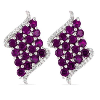 BUY REAL GARNET GEMSTONE CLUSTER STYLISH EARRINGS IN 925 SILVER – JEWELPIN